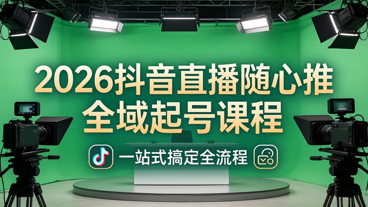 2026抖音直播随心推全域起号课程：一站式搞定直播起号、稳号、放量全流程(更新4月-初遇