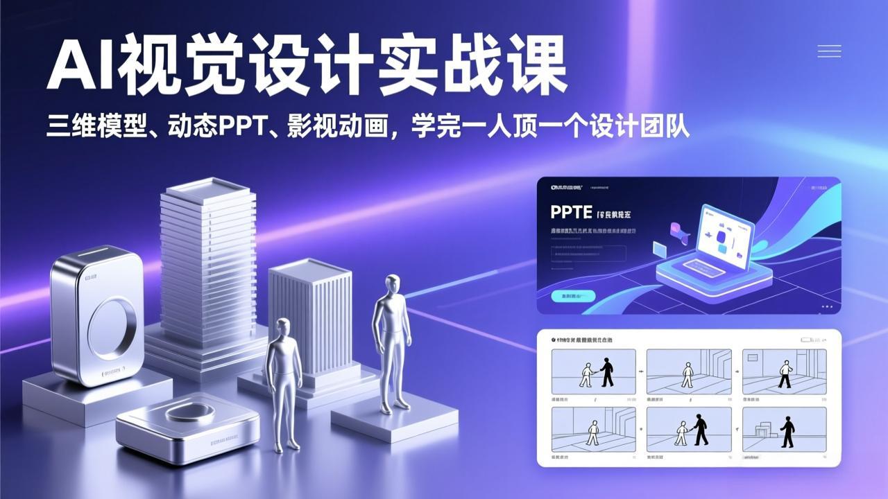 AI视觉设计实战课，三维模型、动态PPT、影视动画，学完一人顶一个设计团队-初遇