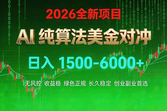 2026 全新美金对冲项目，不套平台赠金，不封号，纯算法对冲，日入 1500-6000+-初遇