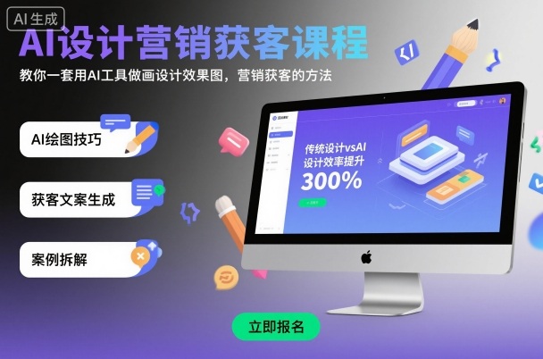 AI设计营销获客课程,教你一套用AI工具做画设计效果图,营销获客的方法-初遇