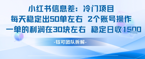 小红书信息差冷门项目一单利润30块每天稳定1.5k左右2个账号操作-初遇