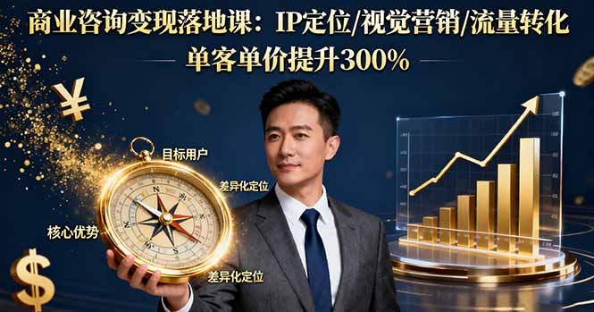 商业咨询变现落地课:IP定位/视觉营销/流量转化,单客单价提升300%-初遇