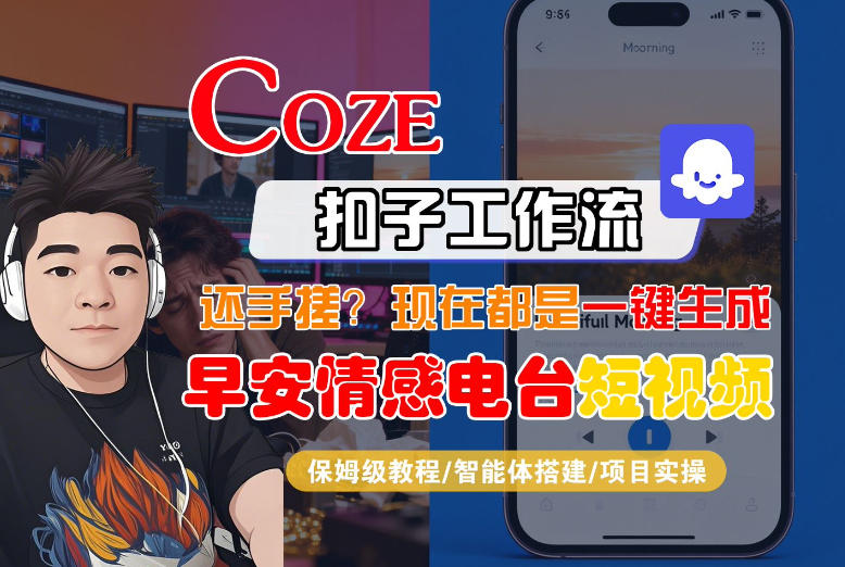 【Coze工作流搭建实操教程】【coze】早安情感电台日签视频还在手动做?用扣子工作流自动生成,省时90%-初遇