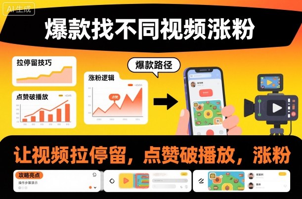 爆款找不同视频涨粉,让视频拉停留,实现点赞,破播放,涨粉-初遇