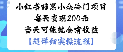 小红书暗黑小众冷门项目每天变现2张当天可能就会有收益-初遇