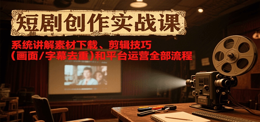 短剧创作实战课,系统讲解素材下载、剪辑技巧(画面/字幕去重)和平台运营全部流程-初遇