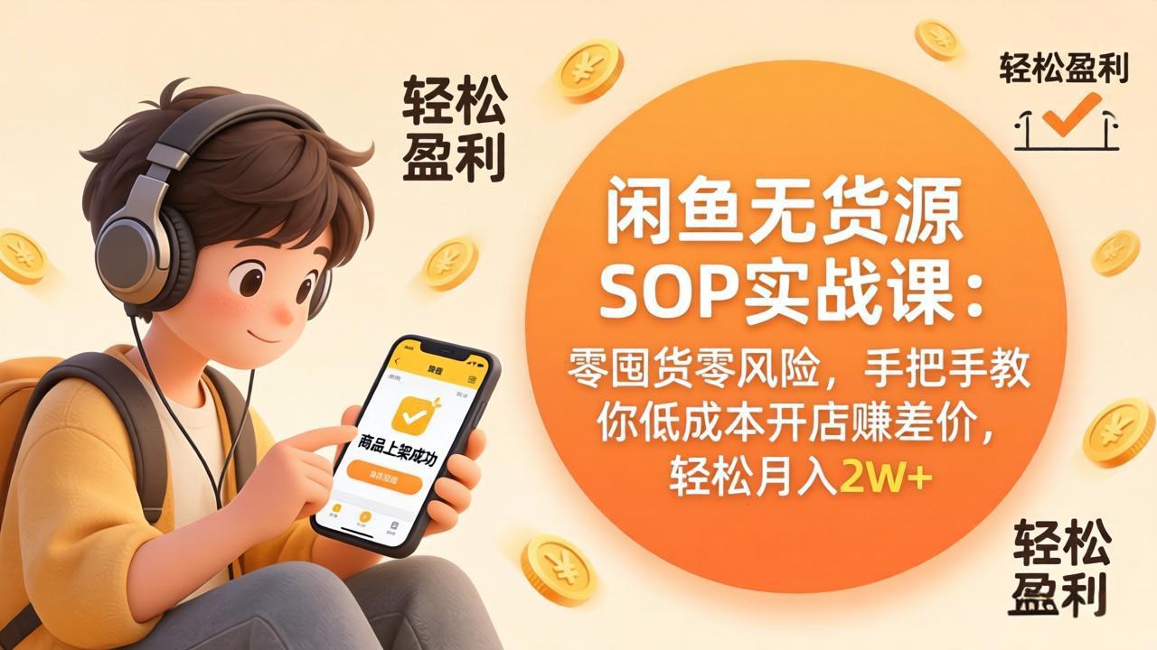 闲鱼无货源SOP实战课:零囤货零风险,手把手教你低成本开店赚差价,轻松月入2w+-初遇