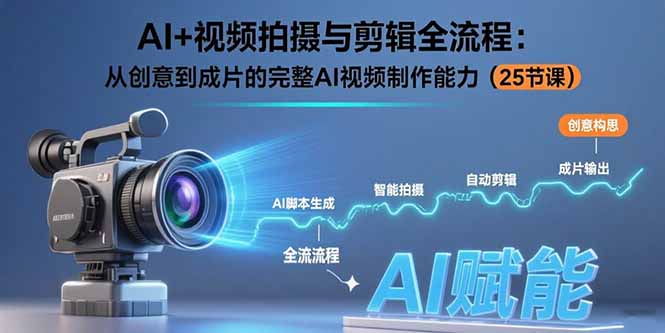 AI+视频拍摄与剪辑全流程：从创意到成片的完整AI视频制作能力(25节课-初遇