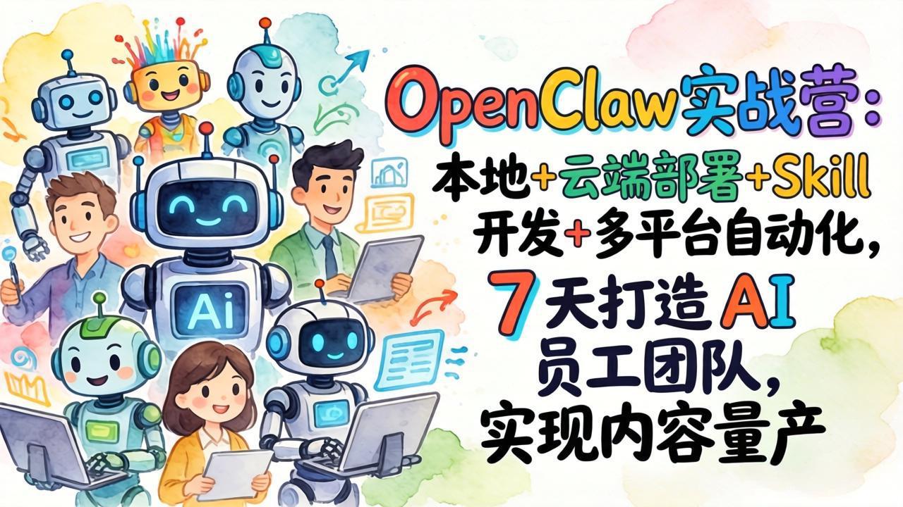 OpenClaw实战营：本地+云端部署+Skill开发+多平台自动化，7 天打造 AI 员工团队，实现内容量产-初遇