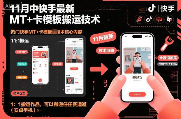 11月中快手最新MT+卡模板搬运技术,1:1搬运作品,可以搬运任何赛道(安卓手机)-初遇