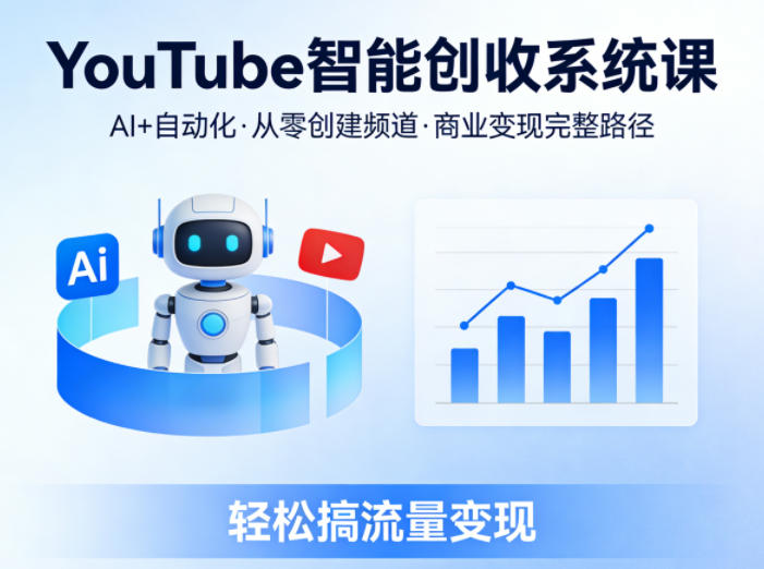 YouTube智能创收系统课,AI+自动化,从零创建YouTube频道并实现商业变现的完整路径,轻松搞流量变现-初遇
