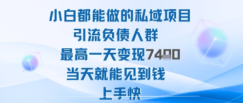 2025年小白都能做的私域项目引流负债人群最高一天变现1k+高变现难度低当天就能见到钱上手快-初遇