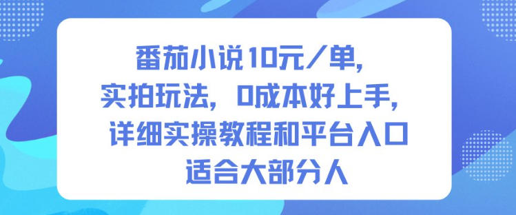 番茄小说10米每单，实拍玩法，0成本好上手，详细实操教程和平台入口适合大部分人-初遇