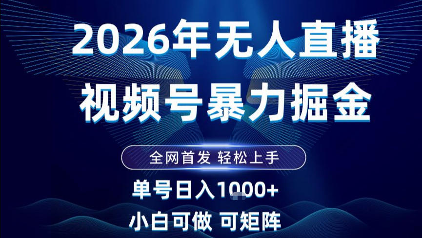 2026最新视频号无人直播掘金，全网首发，小白可以玩，长期稳定日入1k+【揭秘】-初遇