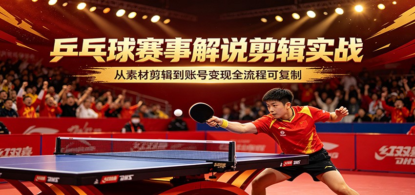 乒乓球赛事解说剪辑实战，从素材剪辑到账号变现全流程可复制-初遇