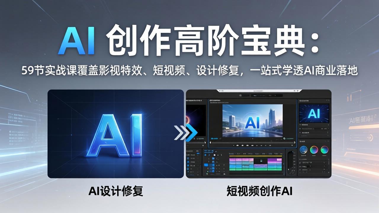 AI 创作高阶宝典：59节实战课覆盖影视特效、短视频、设计修复，一站式学透AI商业落地-初遇
