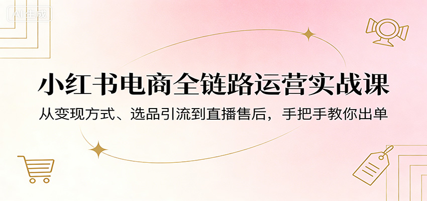 小红书电商全链路运营实战课：从变现方式、选品引流到直播售后，手把手教你出单-初遇