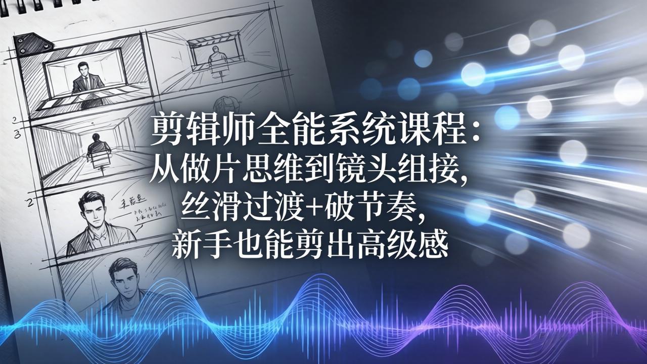 剪辑师全能系统课程：从做片思维到镜头组接，丝滑过渡+破节奏，新手也能剪出高级感-初遇