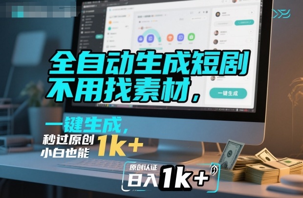 全自动生成短剧,不用找素材,不用剪辑,一键生成,秒过原创,小白也能轻松日入1k+【揭秘】-初遇