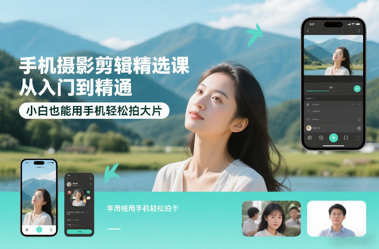 手机摄影剪辑精选课,从入门到精通,小白也能用手机轻松拍大片-初遇