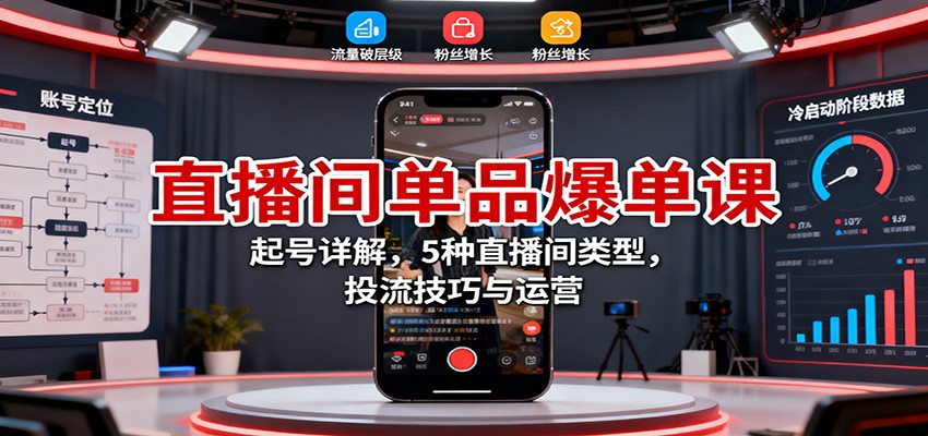 直播间单品爆单课:起号详解,5种直播间类型,投流技巧与运营-初遇
