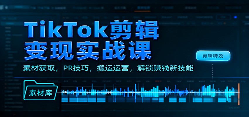 TikTok剪辑变现实战课:素材获取,PR技巧,搬运运营,解锁赚钱新技能-初遇