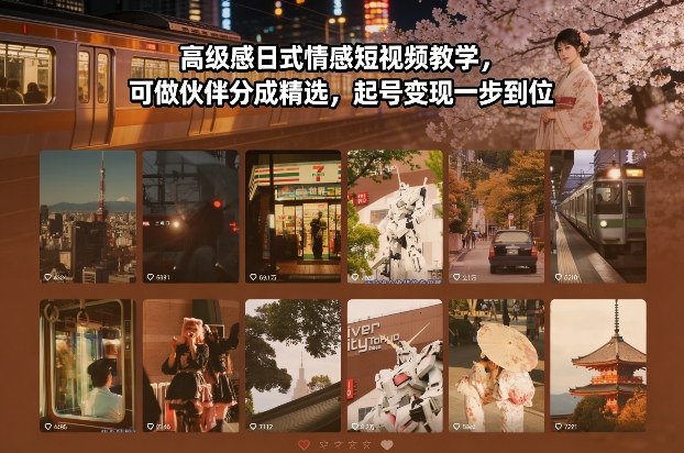 高级感日式情感短视频教学，可做伙伴分成精选，起号变现一步到位-初遇