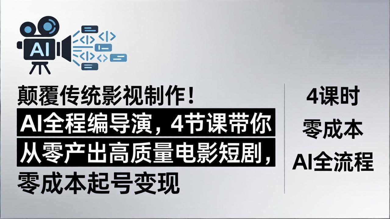 颠覆传统影视制作！AI全程编导演，4节课带你从零产出高质量电影短剧，零成本起号变现-初遇