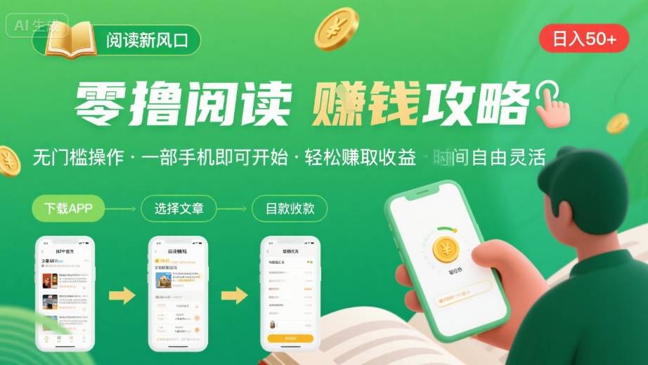 零撸阅读新风口,无门槛轻松挣,一部手机,日入 50-3张【揭秘】-初遇