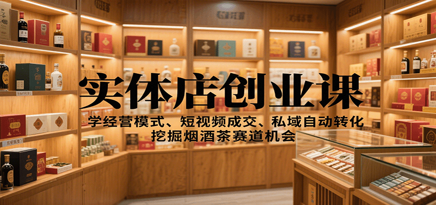 实体店创业课：学经营模式、短视频成交、私域自动转化，挖掘烟酒茶赛道机会-初遇