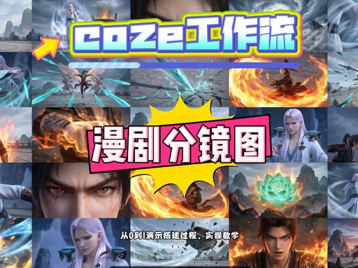 通过Coze工作流,制作《动漫分镜图》,两分钟制作完成25宫格分镜图,从0到1演示搭建过程,实操教学-初遇