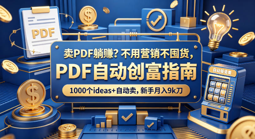 卖PDF躺賺？不用营销不囤货，PDF自动创富指南，1000个ideas+自动卖，新手月入9k刀【原创双语字幕】-初遇