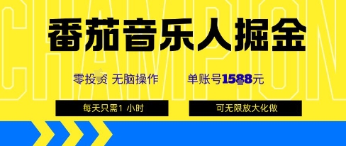 番茄音乐人掘金，单账号最高可撸1k+，可无限矩阵去做，零投入-初遇