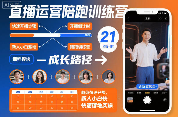 直播运营陪跑训练营，教你快速开播，新人小白快速落地实操-初遇