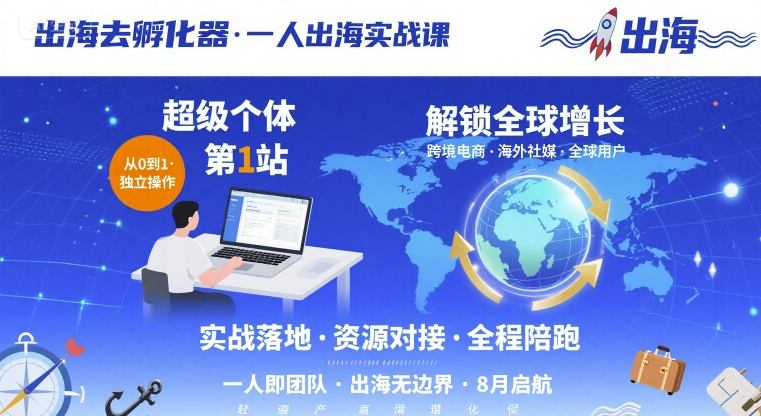 出海去孵化器,一人出海实战课,超级个体第1站,解锁全球增长-初遇