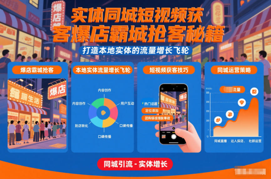 实体同城短视频获客爆店霸城抢客秘籍，打造本地实体的流量增长飞轮-初遇