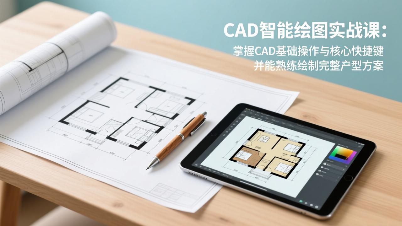 CAD智能绘图实战课：掌握CAD基础操作与核心快捷键，并能熟练绘制完整户型方案-初遇