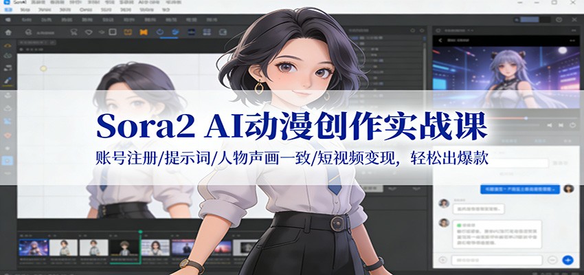 Sora2 AI动漫创作实战课：账号注册/提示词/人物声画一致/短视频变现，轻松出爆款-初遇