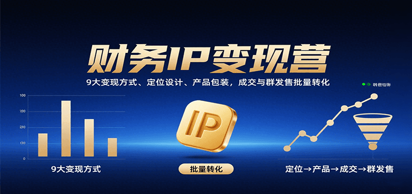 财务IP变现营：9大变现方式、定位设计、产品包装，成交与群发售批量转化-初遇