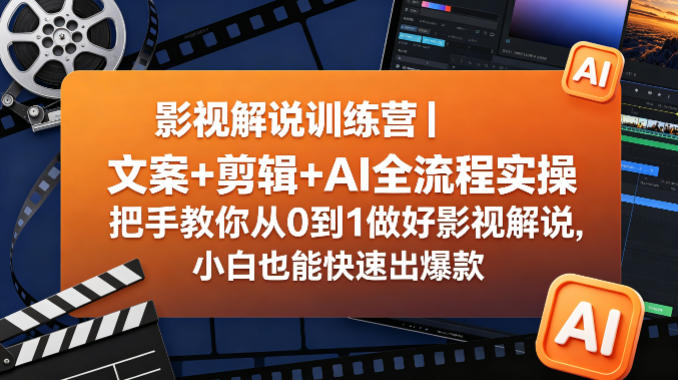 影视解说训练营｜文案+剪辑+AI全流程实操，把手教你从0到1做好影视解说，小白也能快速出爆款-初遇