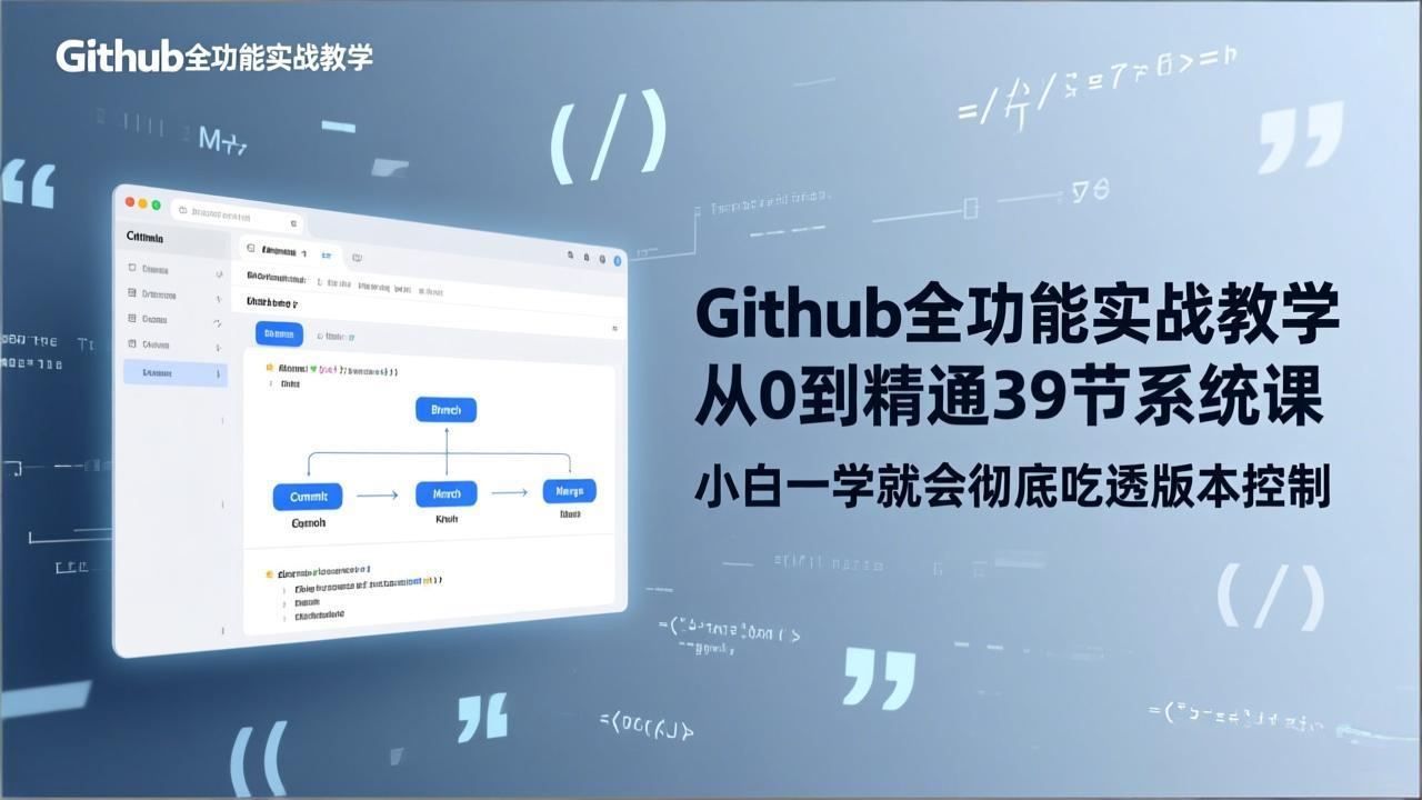 GitHub-全功能实战教学,从0到精通39节系统课,小白一学就会彻底吃透版本控制-初遇