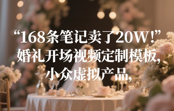 168条笔记卖了20W！婚礼开场视频定制模板，小众虚拟产品-初遇