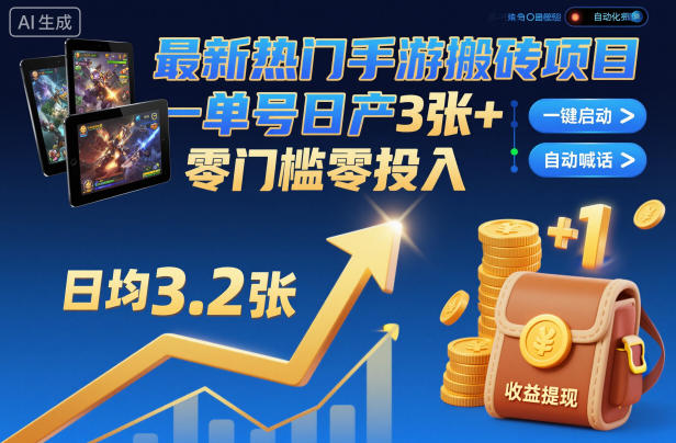 最新热门手游搬砖项目,一键自动化挂G,单号日产3张+,零门槛零投入【揭秘】-初遇