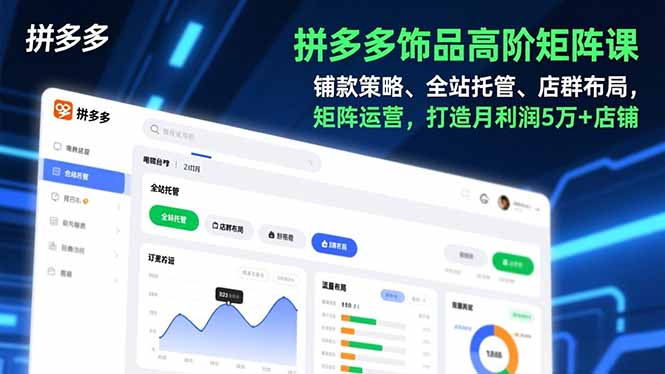 拼多多饰品高阶矩阵课，铺款策略、全站托管、店群布局，矩阵运营，打造月利润5万+店铺-初遇