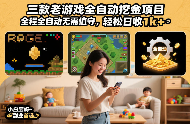 三款老游戏全自动挖金项目，全程全自动无需值守，轻松日收1k+，小白宝妈副业首选【揭秘】-初遇