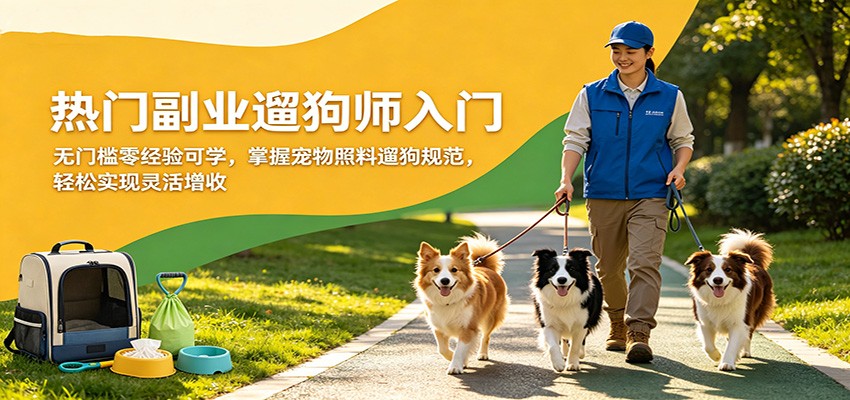 热门副业遛狗师入门，无门槛零经验可学，掌握宠物照料遛狗规范，轻松实现灵活增收-初遇