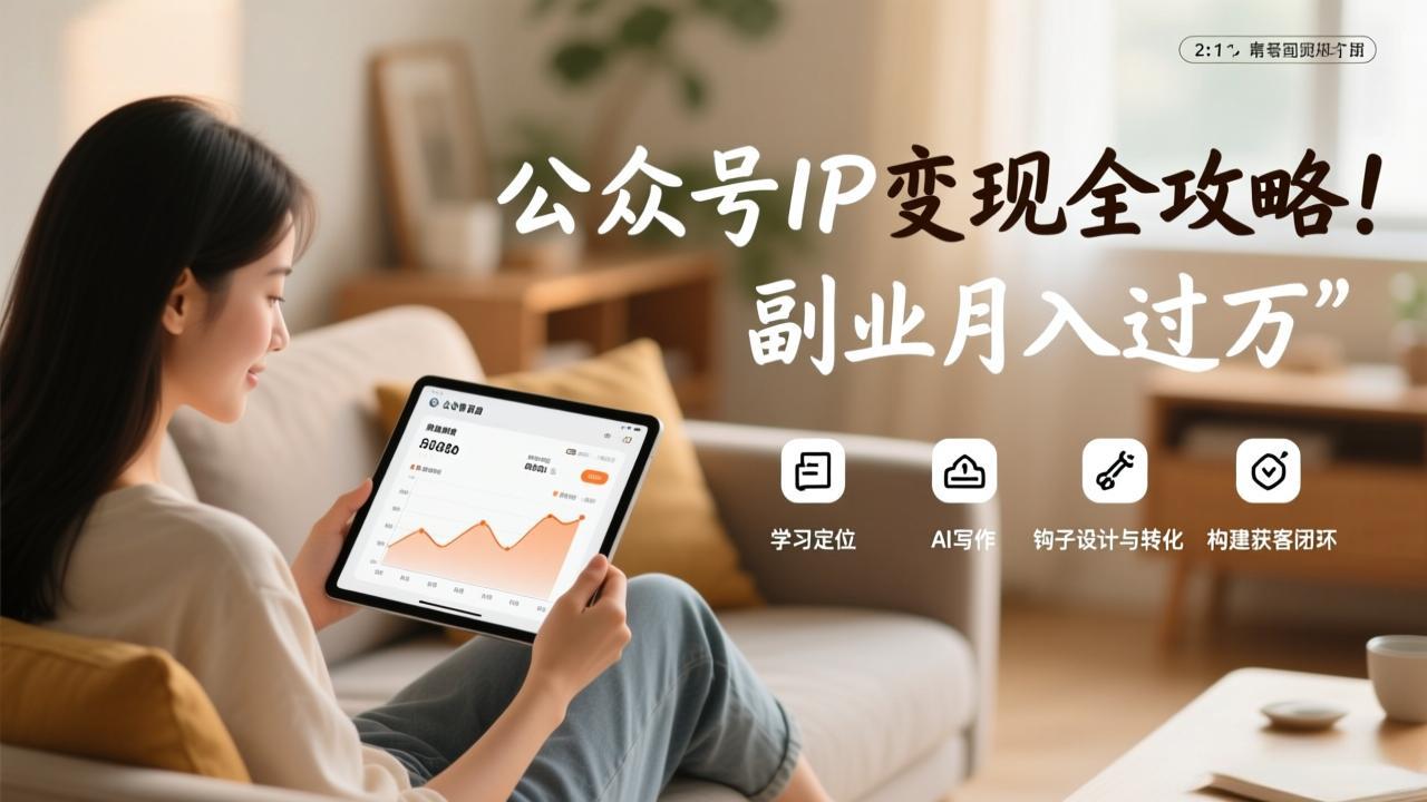 公众号IP变现全攻略，学习定位、AI写作、钩子设计与转化，构建获客闭环，副业月入过万-初遇