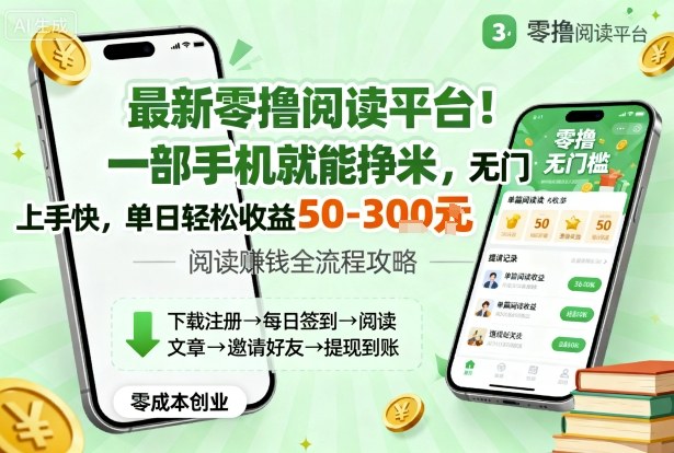 最新零撸阅读平台!一部手机就能挣米,无门槛上手快,单日轻松收益50-3张【揭秘】-初遇