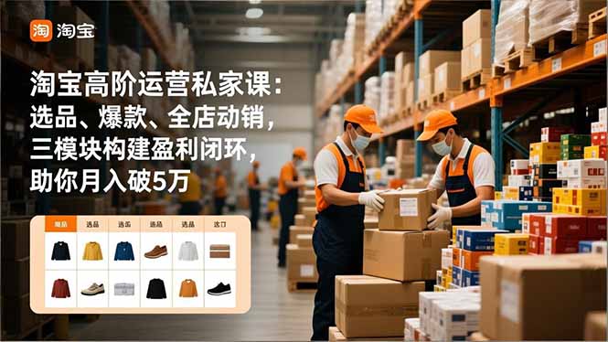 淘宝高阶运营私家课：选品、爆款、全店动销，三模块构建盈利闭环，助你月入破5万(更新12月-初遇