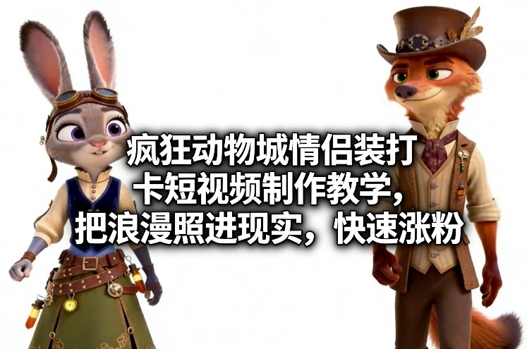 疯狂动物城情侣装打卡短视频制作教学，把浪漫照进现实，快速涨粉-初遇